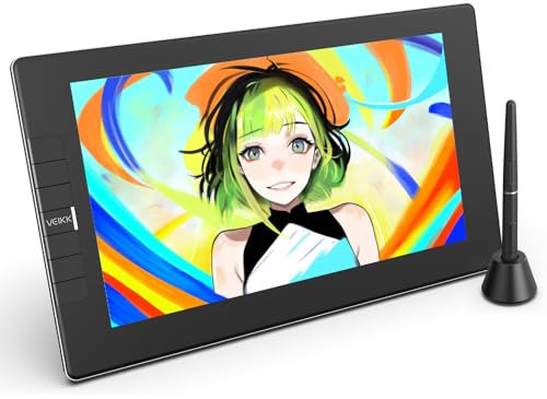 Tablette graphique avec écran • VEIKK VK1200 1,6 Tablette à dessin avec écran • 6 touches de raccourci et stylet sans batterie et support de tablette pour artistes, étudiants et débutants