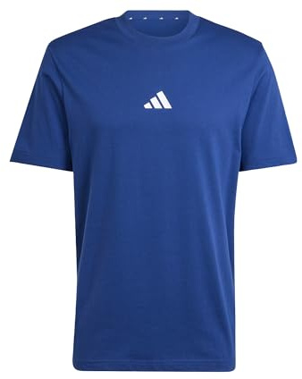adidas Men's Essentials Small Logo Single Jersey Shirt, Dark Blue/White, XL