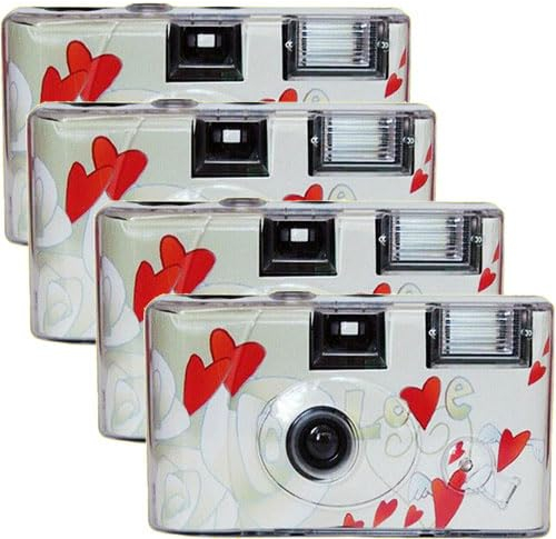 PHOTO PORST 4 x 1A TopShot Flying Hearts édition Appareil Photo jetable (27 Photos, Flash, Paquet de 4)