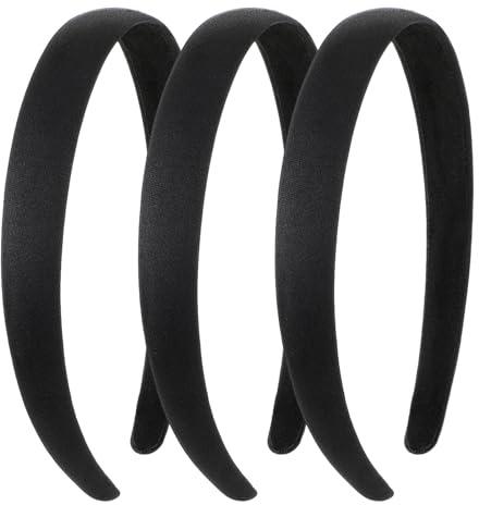 Dimeho 3 st satinhårband solida breda stoppningspannband inga tänder tjocka enkla hårringar motiv hårstyling accessoarer sömlösa lätta hårtillbehör för tonårstjejer kvinnor