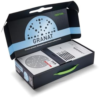 Festool 60x Schleifscheibe STF D150 Granat - 150 mm Schleifpapier Set | Schleifblätter für Exzenterschleifer, 6-fache Körnung P60 bis P320, ideal für VOC-Lacke und härteste Untergründe