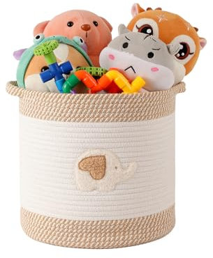 Cestini Portaoggetti Bambini Cesta Contenitore Cesti Di Stoccaggio Per Giocattoli, Cesta Di Stoccaggio In Corda Di Cotone Intrecciato Per Bambini, Cesti Per Coperte Per Il Soggiorno (Elefante)