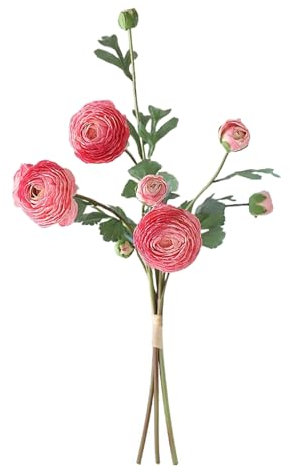 JYCRA Künstliche Rosen, Künstliche Seidenblumen, Künstliche Ranunkeln, Rosa Seidenblumen, Butterblume, Vintage-Kunstblumen mit Langen Stielen (rosa Pfingstrose)