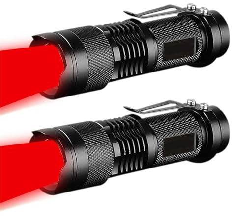 MVIOCS Lampe de poche LED rouge haute luminosité, lampe de poche rouge ultra lumineuse, zoomable, étanche, pour astronomie, aviation, observation nocturne d'urgence (2)