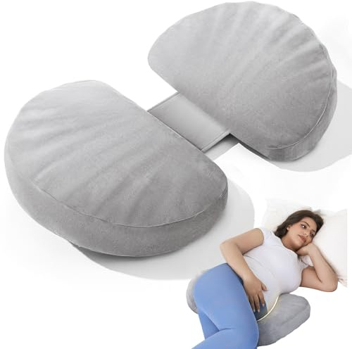 Pregnancy Pillow for Sleeping Memory Foam Pillow for Side Sleeper, Maternity Pillow Support for Back, Belly, HIPS for Pregnant Women, Portable and Adjustable Travel Wedge Velvet Grey
