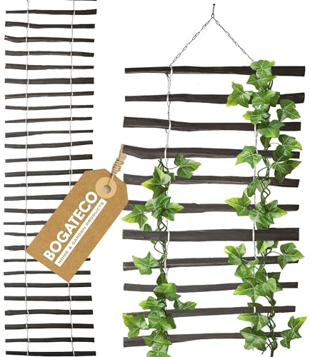 BOGATECO Rankgitter aus Haselnuss für Kletterpflanzen | 50 x 200 cm Schwarz | Holz Rankhilfe Perfekt für den Garten, Balkon und Terrasse | Rankgitter Sichtschutz | 2 Größen zur Wahl |