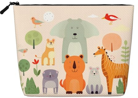 WBQLSL Molti simpatici animali dei cartoni animati fantasia borsa cosmetica da viaggio, borsa multifunzionale di stoccaggio, appositamente progettata per la conservazione di necessità quotidiane,