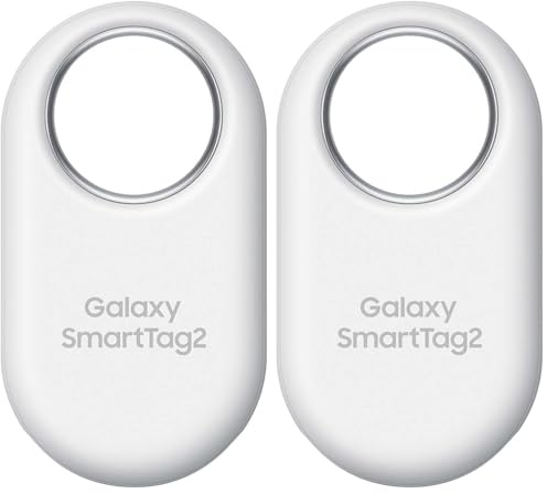 Samsung Galaxy SmartTag2 Bluetooth-Tracker, Kompassansicht, Suche in der Nähe, mit bis zu 500 Tage Laufzeit, wassergeschützt, Weiß (1 Stück) (Packung mit 2)