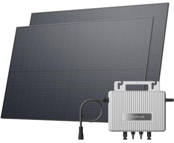 Kit solaire EcoFlow STREAM, Micro-onduleur 800 W solaire intelligent relié au réseau, panneaux solaires PV de 450 W*2, contrôle via Wi-Fi et APP, idéal pour balcons, jardins, toits et murs