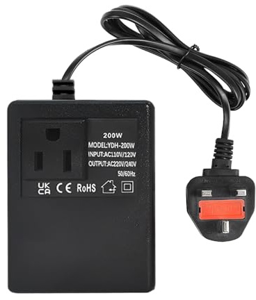 200W Step Down Power Voltage Converter Transformer, Step Down Transformer 220V/240V to 110V/120V, US to UK Voltage Converter, Intelligent Efficient Adapter Travel Power Adapter for Home, Hotel