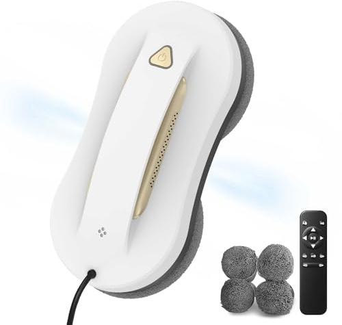 Robot Lavavetri Intelligente con Doppia Spruzzo – Pulitore Elettrico Automatico con Telecomando, robot pulisci vetri per Finestre Interne ed Esterne, Adatto a Edifici Alti, Oro, 10 Panni