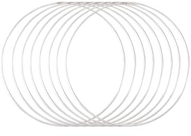 Vaessen Creative 11039-002 Metallringe Ø 15 cm x 3 mm Kreis 8 Stück Drahtkreis Silber und Deko Kranz aus Metall für TrockenblumenKranz, Makramee, Traumfänger, Mobile Basteln und Wanddeko, 15 cm