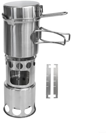 Ensemble de cuisine en acier inoxydable pour le camping avec design coupe-vent et support stable