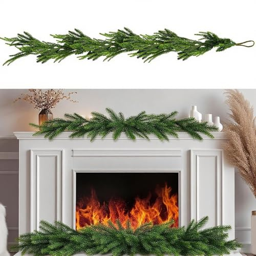 seawang Weihnachtsgirlande，tannengirlande，Artificial Christmas Garland, Lifelike Norfolk Fir Garland，for Christmas Decorations Indoor and Outdoor Use, Railing and Door Frame(1pcs,6ft)