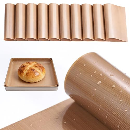 10PCS Teflon Silicone Baking Mats, Grill Mat Oven Liner 30x40cm Non-Stick Oven Liners Reusable Food-Grade Heat Resistant Up to 270℃ Baking Tray Liners for Oven BBQ Cookies Bread, Easy to Clean
