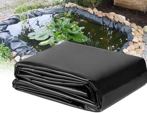 Förformat HDPE dammfoder 2 x 4 m lätt att skära för fiskdammar, koi-karp, trädgårdsfontäner strömmar och vattenfall flexibel, perfekt för utomhusvattenfunktioner.