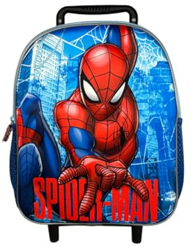 mybagstory | Trolley Backpack Spiderman | Wheeled School Bag with 3D Relief Effect | Boy's Cabin Luggage Red and Blue 36 x 14 x 25 cm | Kindergarten and Leisure | Official Marvel Gift Idea