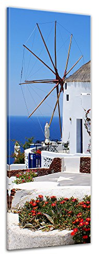 Bilderdepot24 Bild auf Leinwand | Griechische Mühle I in 50x160 cm als Panorama Wandbild XXL | Wand-deko Dekoration Wohnung modern Bilder | 202371