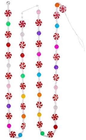 Kurt Adler Multicolored Candy with Peppermint Rounds Garland