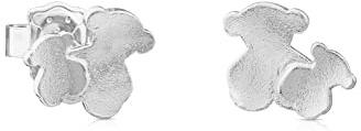 TOUS Pendientes de Plata de Primera Ley para Mujer con Cierre a Presión, Motivo Osos de 1 cm, Sencillo y Elegante, Colección Hill