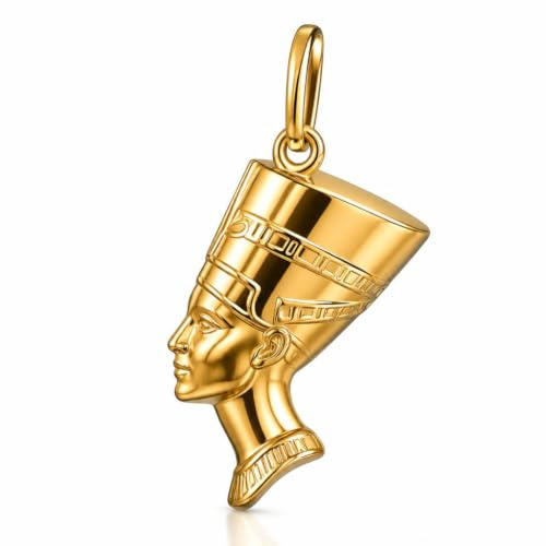 CLEVER SCHMUCK Anhänger Nofretete Gold 22 mm 3D Form 925 STERLING ägyptischer Schmuck vergoldet im Luxus Etui
