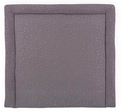 KraftKids Wickelauflage in Musselin goldene Punkte auf Grau, Wickelunterlage 85x75 cm (BxT), Wickelkissen
