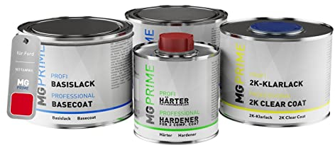 MG PRIME Autolack Dose Set für Ford NDTAWWA / PNNDT0 / Q Colorado Red/Colorado Rot Grundlack Basislack 2K Klarlack Härter spritzfertig 1,75L