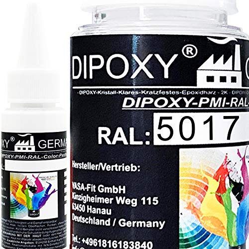 150g Dipoxy-PMI-RAL 5017 VERKEHRSBLAU Extrem hoch konzentrierte Basis Pigment Farbpaste Farbmittel für Epoxidharz, Polyesterharz, Polyurethan Systeme, Beton, Lacke, Flüssigfarbe Kunstharz Schmuck