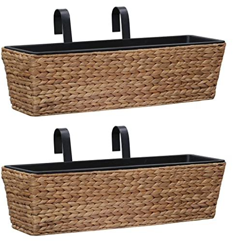 vidaXL Lot de 2 pots de fleurs pour balcon avec pot intérieur amovible, jardinières de fenêtre, jardinières pour clôture de jardin, jacinthe d'eau