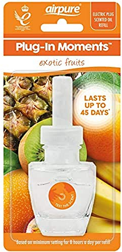 AIRPURE Plug-in Moments Refill Air Freshener, 20ml, Long-Lasting in-Wall Fragrance Fresheners, Refills in Several Scents for Home or Office - Exotic Fruits Fragrance (Packaging may vary)