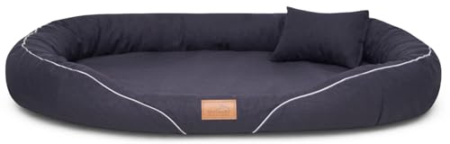 tierlando® Orthopädisches Hundebett Tiffany Couture XL XXL Elegantes Hundesofa für große Hunde, Waschbarer Bezug und Memory Foam Matratze, Meliertes Design | Größe: 145x105cm | Farbe: 03 Schwarz