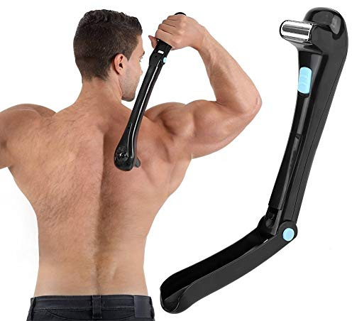 Rasoir électrique pour le dos - Poignée pliable de 37,3 cm - Alimenté par piles (piles non incluses) - Tondeuse indolore pour homme, à faire soi-même