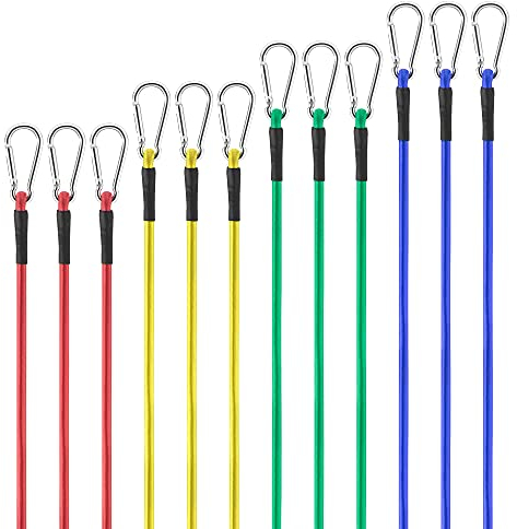 Navaris 12x Spanngurte mit Karabiner Haken - 45-121cm - Spanngummi Gurt Set in 4 Größen - Fahrrad Gepäckträger Kofferraum Spannband Gummispanner