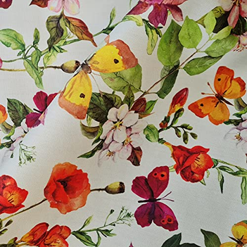 Stoff Meterware Blumen Schmetterling Tuscany Outdoorstoff wasserabweisend lichtecht Teflon Dralon Gartentischdecke Kissenbezug Terrassenmöbel