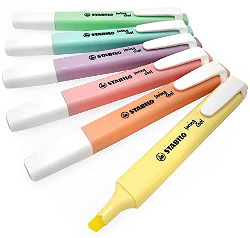 Highlighter - STABILO swing cool Pastel - Pack of 6 - Assorted Colours