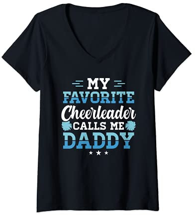 Damen Lustiger Cheerleading Dad Cheer Dad Cheerleading Vatertag T-Shirt mit V-Ausschnitt