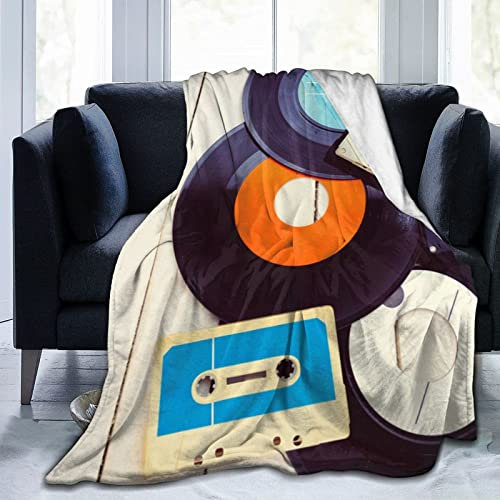 Retro Audio Cassettes Records Flannel Fleece Throw Blankets,Soft Warm Blankets Bedspread/Bed Cover/Bed Sheets 200x150 cm