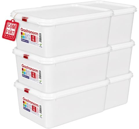 COM-FORT HOUSE Tupper Rectangular 4,5 L con Tapa Pack 3 | Cierre hermético, Apto microondas, Apto lavavajillas, Apto congelador