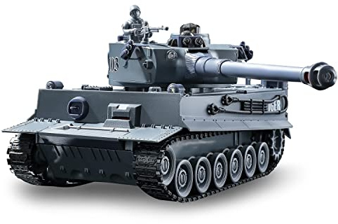 Bvrorere RC Military Tank, WW2 Tiger I Army Tank Toy with IR Battle, 2.4GHz Remote Control Military Vehicles with Lights & Rotating Turret, Gift for Boys, Kids, Adults & Collectors