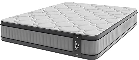 Cecotec Colchón Híbrido Flow 8900 Hybrid 150x190. Multicapa, Núcleo de Muelles Ensacados SpringCore y Viscoelástica ViscoCare+, Altura 32 cm, Firmeza Medio Alta, SeparateMuv & BreathSoft+