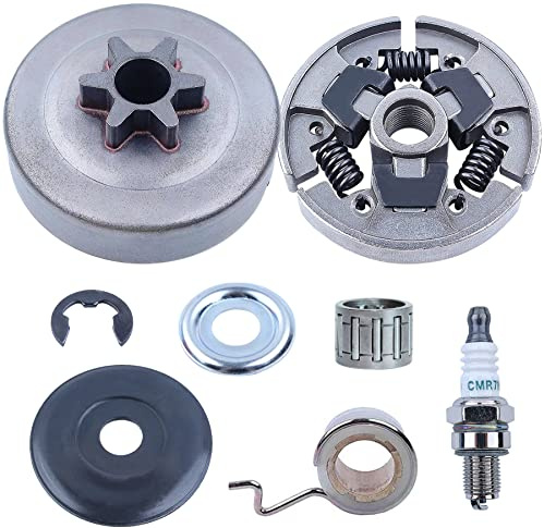 Pignon et Embrayage Kit pour Tronçonneuse STIHL MS211 MS181 MS171, ADEFOL Tambour Embrayage + Pignon + Bougie + Roulement + Vis sans fin + Rondelle Pieces Detachees 8 in 1