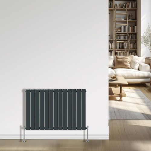 NRG Moderner Heizkörper, Anthrazit, 600 x 884 mm, Doppel-Flachheizkörper, Innenraum-Design, horizontale Badezimmerheizkörper