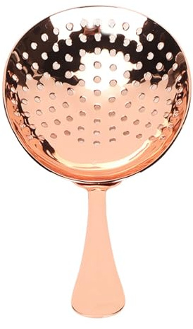 Colador Julep, colador de cóctel de acero inoxidable, colador de barra, colador de cóctel, cuchara, colador de bebidas con mango para el hogar o la barra comercial(Oro rosa)