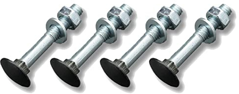 BRESKO Schlossschrauben (8x60 mm - 4er Set) Flachrundschrauben Muttern Unterlegscheiben verzinkt Schwarz Flachrundkopfschrauben
