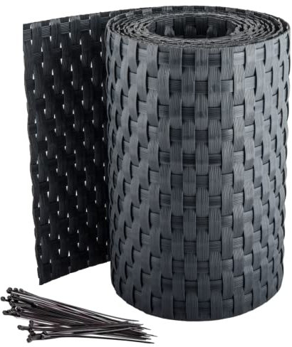Pinto FERRAMENTA Striscia Frangivento Frangisole Rattan Schermatura Privacy Balcone Ringhiera Cancelli Terrazzi Pannelli Recinzioni Esterno PVC h19cm x 2.0mt Fascette Omaggio (1, Antracite)