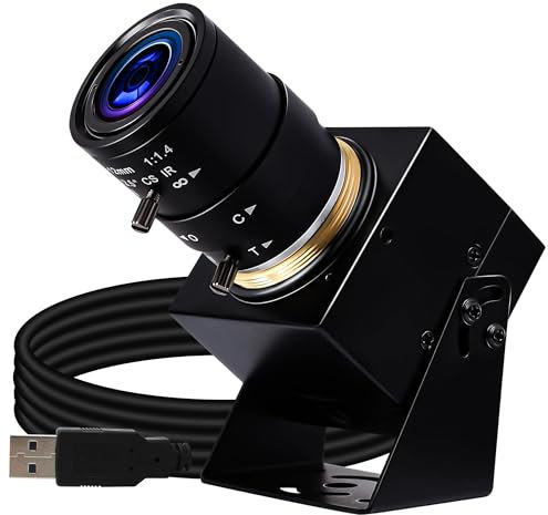 ELP USB Camera 4K Wide Angle 2.8-12mm Optical Manual Focus Lens Web Cam Ultra HD 2160P 30fps Webcam, Plug and Play Web Camera for Conference USB2.0 Webcam for Windows Linux Raspberry Pi Mac