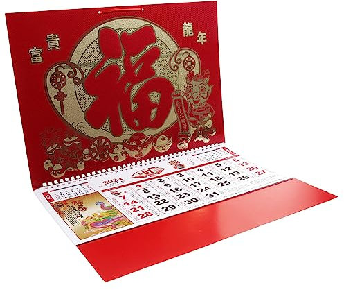 PLAFOPE Wandkalender Traditioneller Chinesischer Kalender Zum Aufhängen Drachenjahr Hochwertige Druckqualität Für Liebhaber Der Chinesischen Kultur Mit Klaren Details Und Stabiler