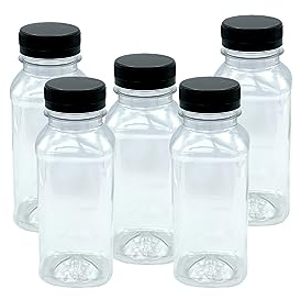 Gepack Pack de 5 botellas de plástico reutilizables de 250 ml | Creadas con material reciclable y com energías renovables | Ideales para zumos, agua | Con tapa a prueba de manipulaciones que se sella