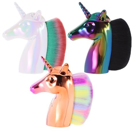 minkissy Unicorn Nail Brush Set 3 Pack Ergonomic Nail Art Cleaning Brush Soft Bristles Dust Removal Tool for Manicure Pedicure 3.15X1.18X3.74In