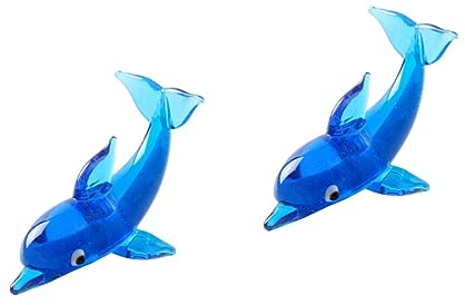 Warmhm 2stücke Kreative Glas Delphinfigur Delphin Statue Dekorative Glas Kunst Für Schreibtisch Wohnzimmer Und Schlafzimmer Elegantes Und Sammlerstück